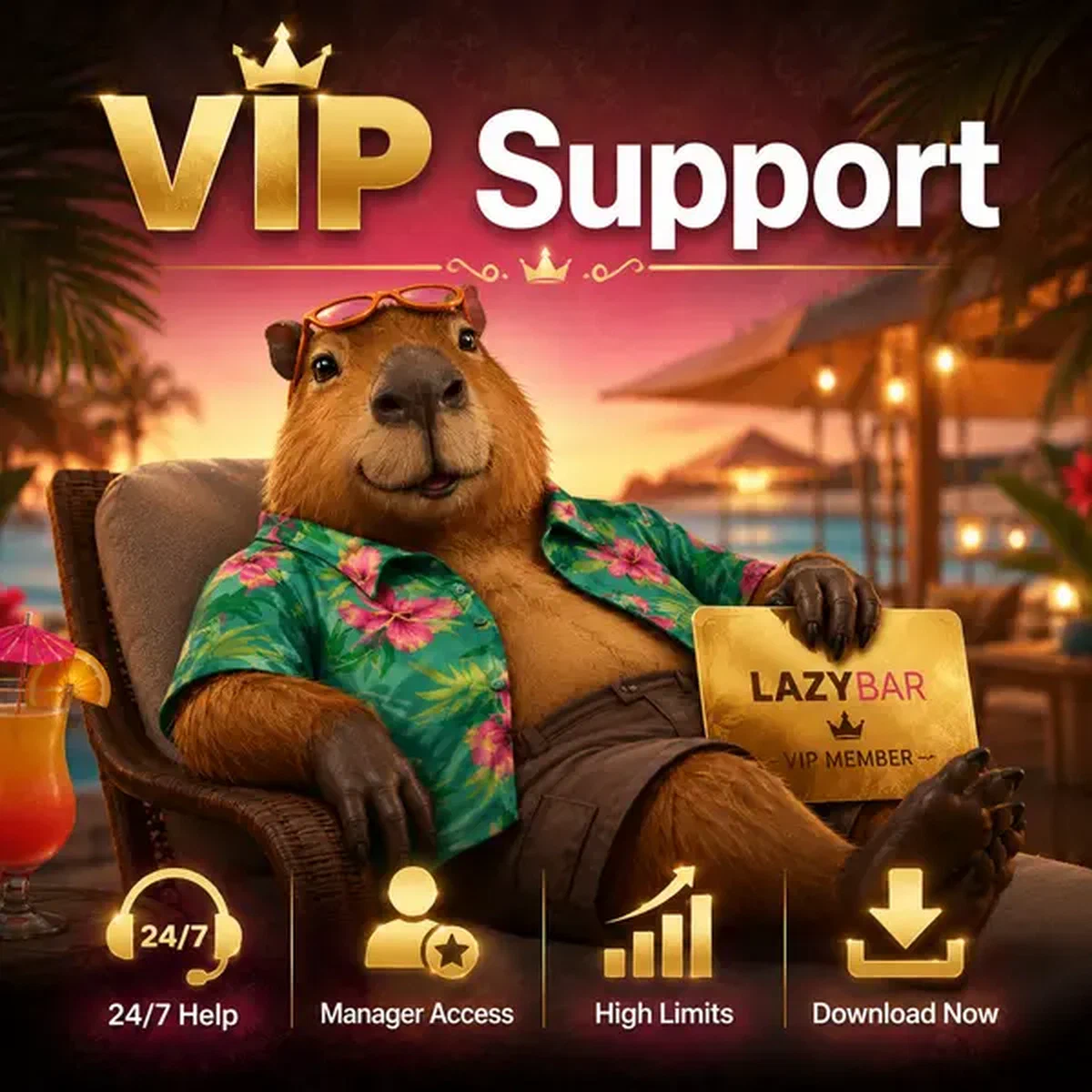 LazyBar Casino app gloeit op mobiel scherm met VIP gouden kaart toegang